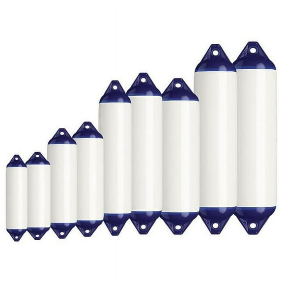 CMP DE72621F 6 x 24 in. Boat Fender, Smooth White & Royal Blue