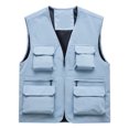 thumbnail image 2 of WIZUTIZ Men's Utility Vest Multi-Pocket Quick Dry Thin Stand Collar Full-Zip Sleeveless Breathable Outdoor Summer Tops Casual Work Vest, 2 of 4