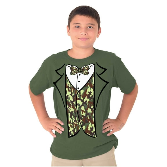 Hick Camo Printed Tuxedo Bachelor Boys Kids T Shirt Tees Tops Teen Brisco Brands L