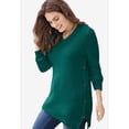 thumbnail image 2 of Woman Within Plus Size Side Button V-Neck Waffle Knit Sweater, 2 of 5