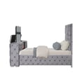 thumbnail image 6 of JERFIT 63" Gray Velvet Queen Bed with TV Storage Footboard Fireplace, Modern Upholstered Platform Bed Frame with Hidden Compartment, No Box Spring Needed, 6 of 8