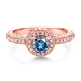 thumbnail image 2 of Gem Stone King 18K Rose Gold Plated Silver Persian Blue Moissanite and White Moissanite Engagement Ring for Women (1.06 Cttw, Round 5MM, Available in Size 5, 6, 7, 8, 9), 2 of 6