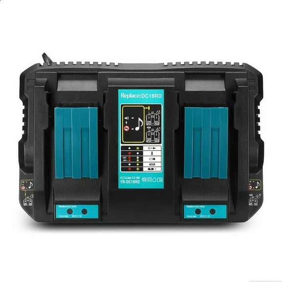 Replacement for Makita Battery Charger DC18RD Makita Dual Charger Compatible with Makita 14.4V- 18V BL1830 BL1860 LXT Battery