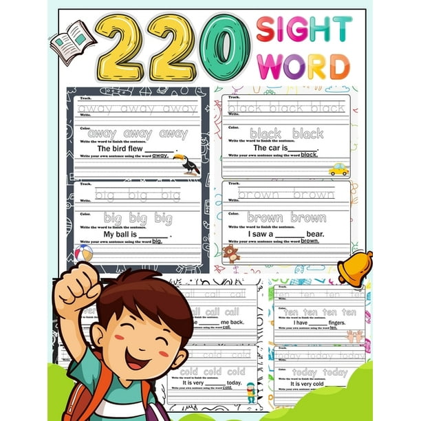 220 sight word high frequency sight word worksheets 5 level for pre primer primer first second and third or preschoolers to 3rd grade that are key to reading success paperback walmart com