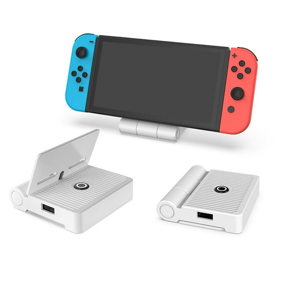 Portable HDMI Video Converter Dock Compatible with Nintendo Switch Console - Charging Station with Foldable Design-White