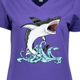 thumbnail image 4 of Inktastic Great White Shark Jumping Women's V-Neck T-Shirt, 4 of 5