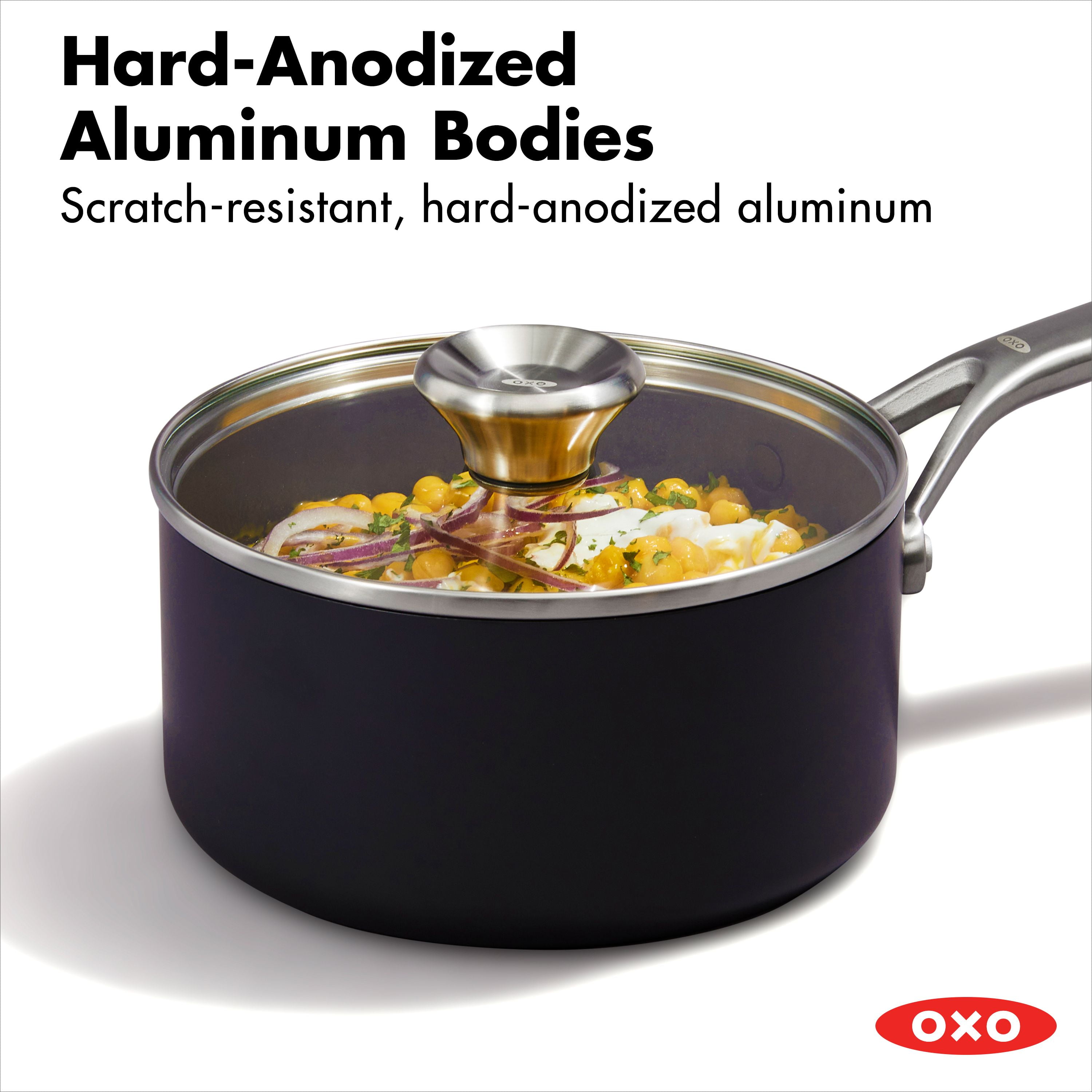  OXO Professional Hard Anodized PFAS-Free Nonstick, 8 and 10  Frying Pan Skillet Set, Induction & Professional Hard Anodized PFAS-Free  Nonstick, 1.7QT and 2.3QT Saucepan Pot Set with Lids, Black: Home 