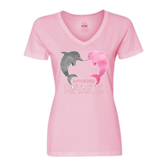 Inktastic You're Flippin' Fintastic Dolphins Women's V-Neck T-Shirt