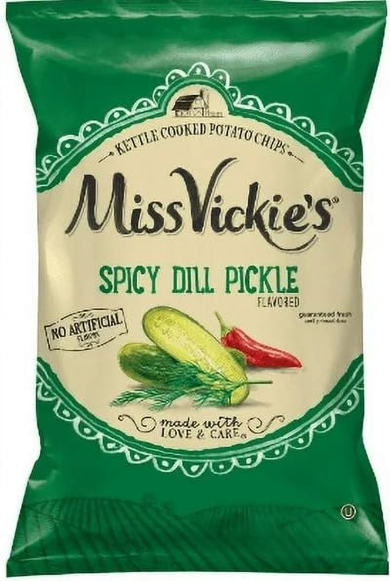 Kettle Cooked Potato Chips by Miss Vickie's Value Pack Bundled by SUPERDEALS | 1.375 Oz Bag | Spicy Dill Pickle | Pack of 12 with mystery bonus gift