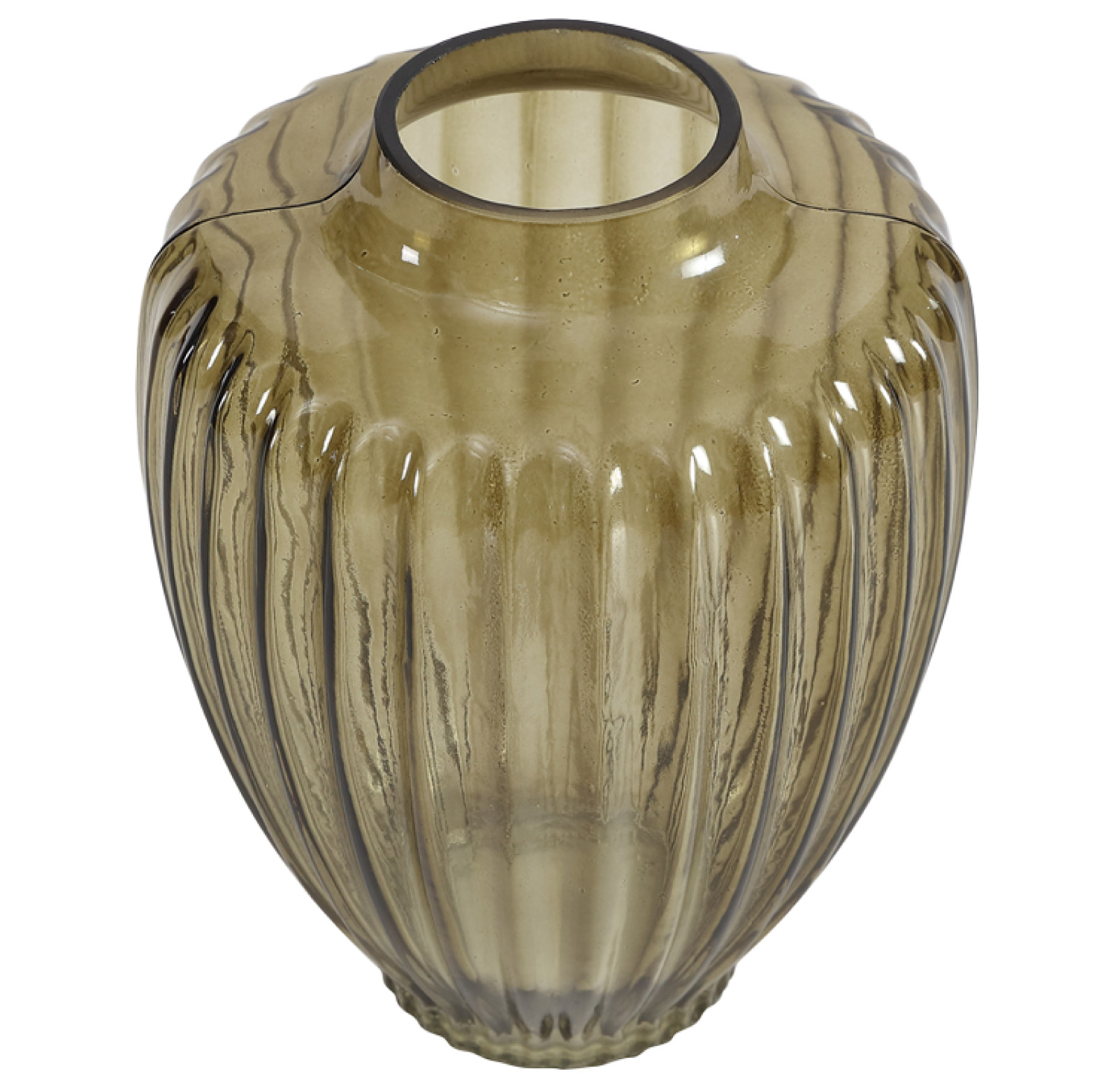 Home Decor Collection Style House Green Glass Vase, 7.5" L x 9.65" H