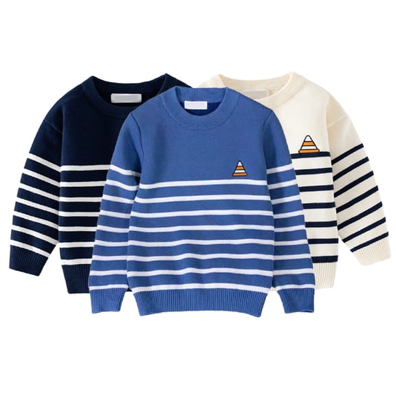 Esaierr Toddler Baby Boys Crewneck Sweater for Kids Warm Sweater Pullover Long Sleeve Padded Sweatshirts Tops Clothes for 1-7Y