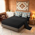 thumbnail image 4 of Manfei Tribal Aztec Twin Bedding, Boho Geometric Bedding Comforter Set, Teal, Orange and White, Black Reversible 7pcs, 4 of 6