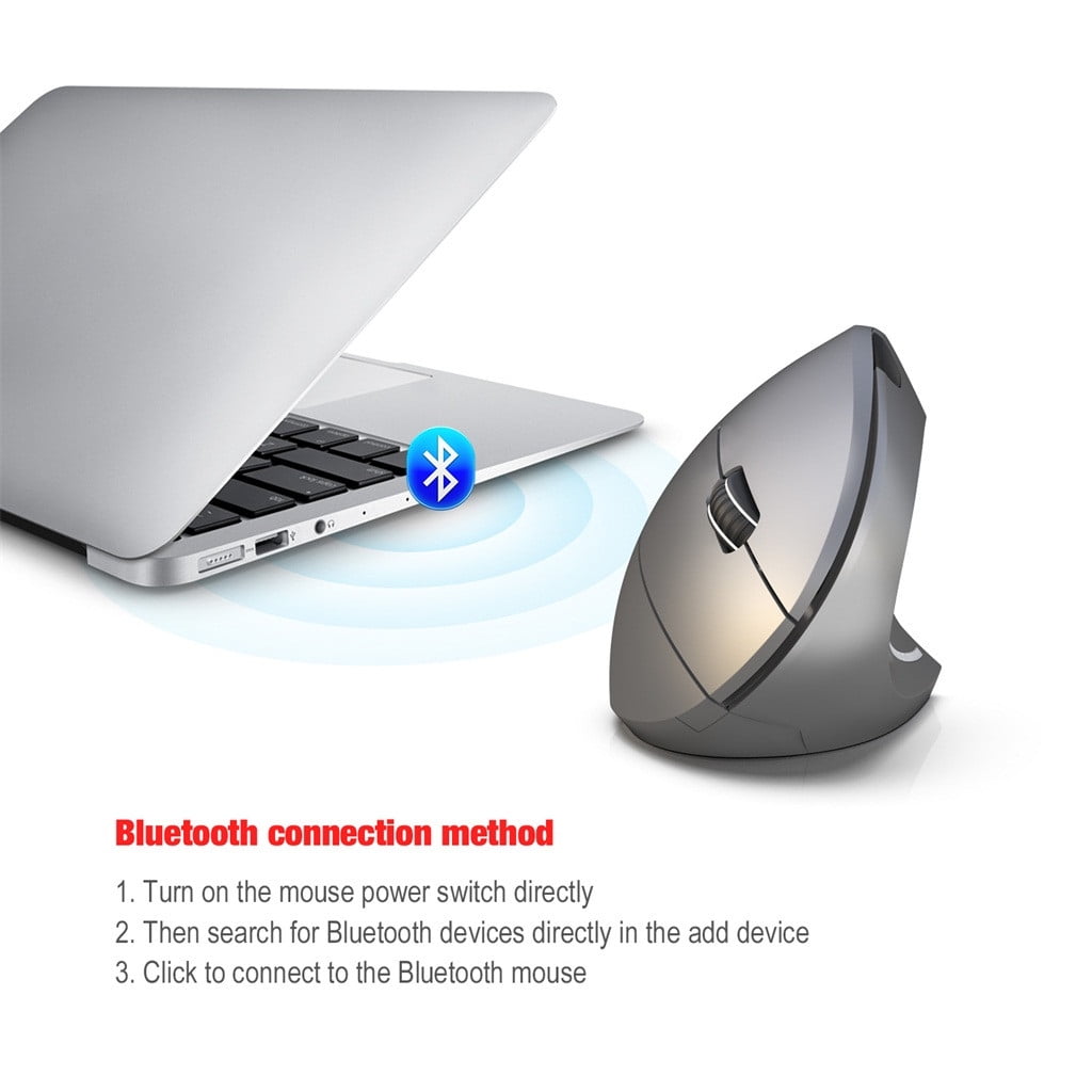 Ergonomic Vertical Wireless Mouse Bluetooth 5.0 and 2.4g Usb Receiver Adjustable Dpi Settings for Pc Laptop Desktop Mac Windows Computer Office Home Work Travel Portable Use