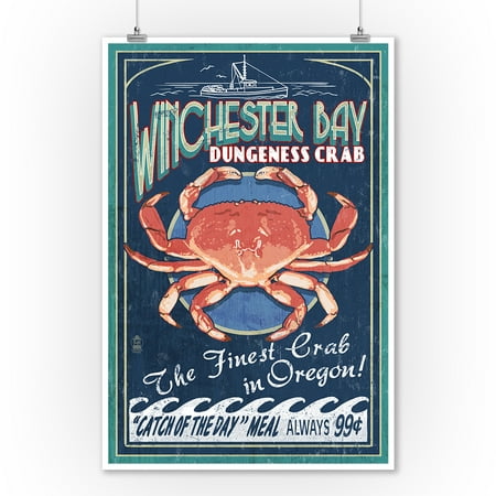 Dungeness Crab Legs - Winchester Bay, Oregon - Dungeness Crab Vintage Sign - Lantern Press Poster (9x12 Art Print, Wall Decor Travel Poster)