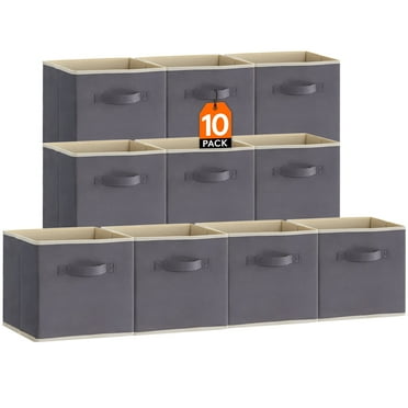 Lifewit 10 Packs Storage Cubes, 11 Inch Cube Storage Bins, Foldable Fabric Bins Multi-color Organizer Bins with Handles, Decorative Organizing Baskets for Shelves, Closet, Storage Room, Gray