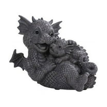 PT Garden Dragon Family Mother and Baby Dragon Garden Display Decorative Accent Sculpture Stone Finish 10 Inch Tall