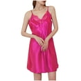 thumbnail image 3 of Women's Satin Chemise Nightgown Sleeveless Lace Silk Slip Lingerie Dress Sexy V Neck Nighties Sleepwear, 3 of 5