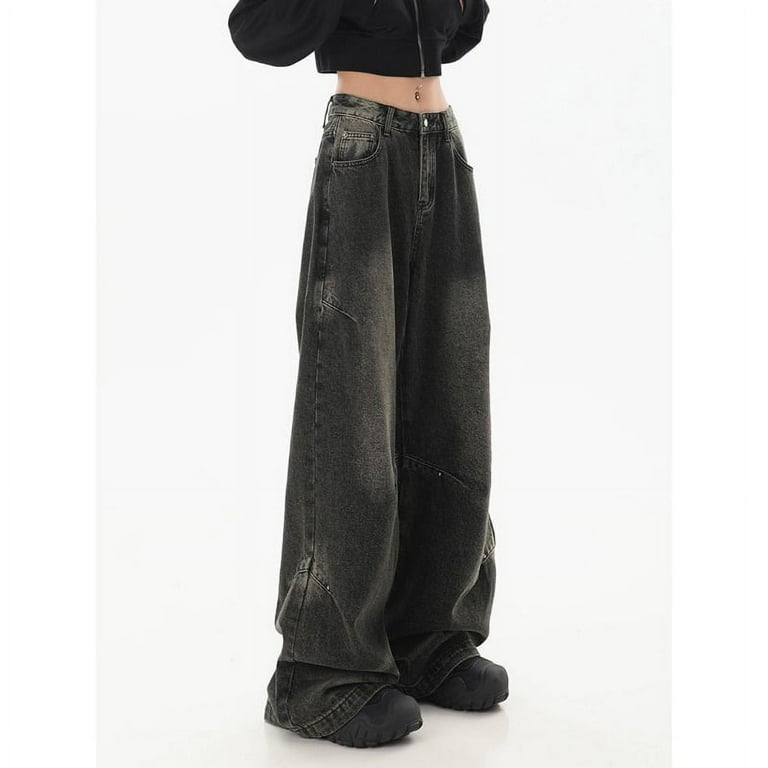 Y2k Vintage Black Jeans Women Streetwear Baggy Denim Pants Y2k Vintage Black Jeans Women Streetwear Baggy Denim Pants