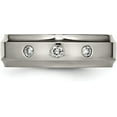 thumbnail image 5 of Chisel Titanium Polished 1/5 Carat Diamond Ridged Edge 7.2mm Band - Ring Size 8.5 Natural Diamonds, 5 of 8