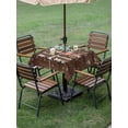thumbnail image 3 of Outdoor Tablecloth with Umbrella Hole and Zipper, Christmas Truck Square Table Cloth 54x54 Inch Waterproof Tablecloth, Winter Snowflake Xmas Tree Wood Grain Brown Picnic Table Cover for Patio Camping, 3 of 7