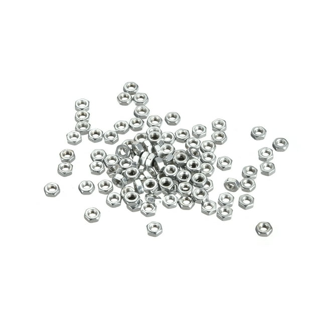 Unique Bargains M3 Métrique en Acier au Carbone Hexagonal Écrou Argent Ton 100pcs