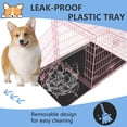 thumbnail image 5 of FDW 30 inch Foldable Metal Dog Crate for Medium & Small Dogs, Double Door, Divider, Removable Tray(Pink), 5 of 7