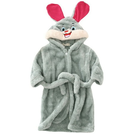 

Cartoon Hooded Bathrobe for Toddler Bunny Robe Pajamas Rabbit Autumn Winter Sleepwear for Kids Little Boys Girls 1-7T Green