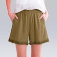thumbnail image 2 of acuever Women's Shorts Shorts Summer Womens Wide Leg Linen Shorts Summer Casual Loose Pleated Elastic High Waisted Shorts Khaki Color Block Shorts（2Xl）, 2 of 6
