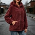 thumbnail image 5 of Tqcoqu Women's Sherpa Hooded Jacket, Full Zip Long Sleeve Fall Fleece Coat, Solid Color Winter Fuzzy Teddy Coats,Women's,Size S-XXL, 5 of 7