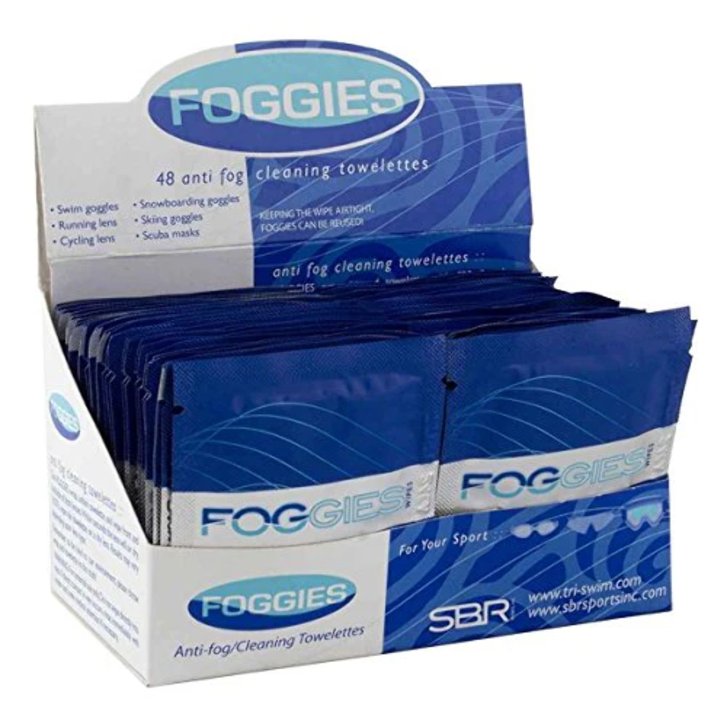 Sbr Sports Foggies AntiFog Wipes Goggle Wipes Box of 48
