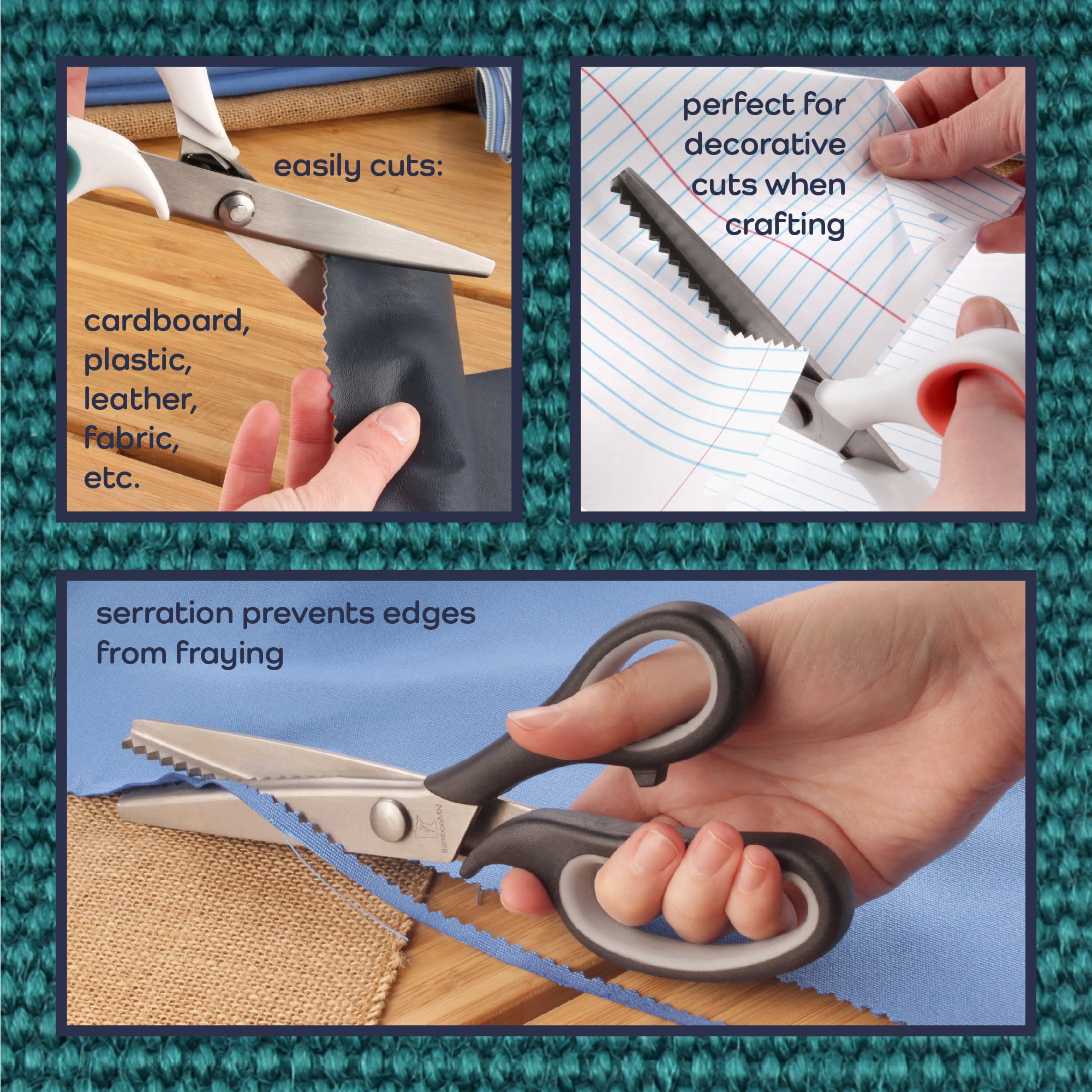 JubileeYarn Professional Grade Pinking Shears - 9" Serrated Stainless Steel - Black & Grey - 10 Units