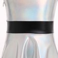 thumbnail image 6 of IBTOM CASTLE Kids Girls Halloween Costume Holographic Skater Dress Metallic Music Festivals Outfit Cosplay Carnival Birthday Party Dress up 9-10 Years Holographic Silver, 6 of 8
