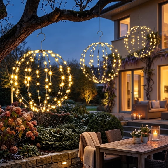 Sunyrisy 3 Pack LED Christmas Ball Lights, 11" 13.8" 16.5", 8 Lighting Modes, IP44 Water-Resistant, Indoor/Outdoor