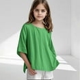 thumbnail image 2 of AherBiu Kid Toddler Girls Clothes Cotton Linen 3/4 Sleeve Tops Scoop Neck Summer Casual Loose Lightweight Shirt Blouse, 2 of 7