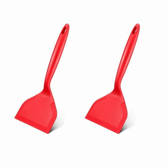 2X Silicone Spatula Pancakes Shovel Omelette Spatula Turner for Eggs Fish Pancake Kitchen Scraper Red