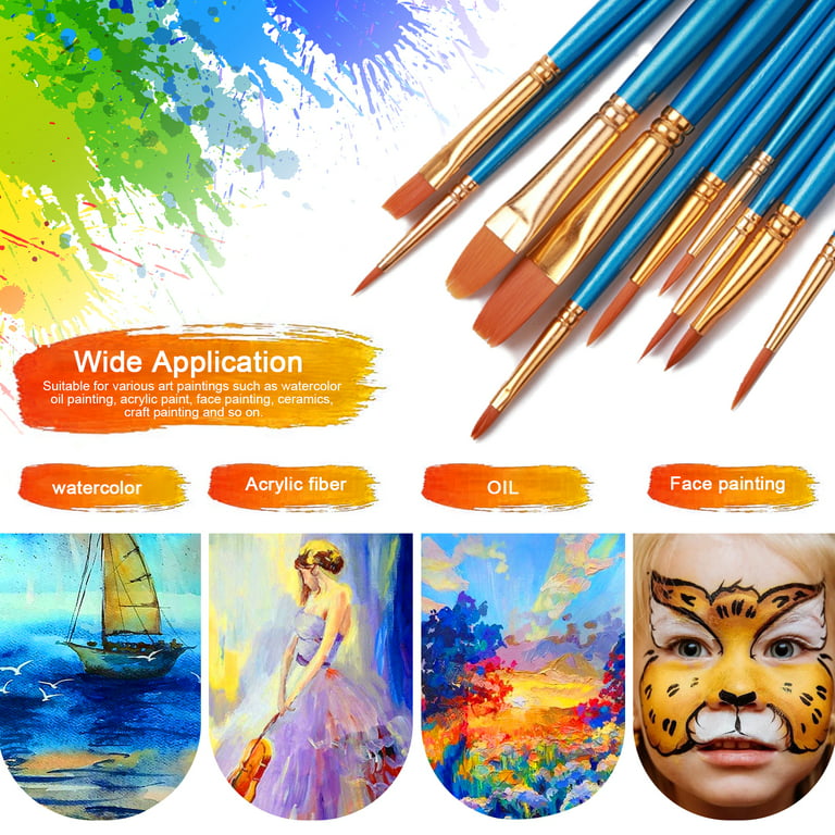 Eval 6PCS Paint Art Brushes Nylon Watercolor Art Brush Set DIY Oil Acrylic  Painting Brush Pen