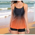 thumbnail image 4 of Womens 2025 Tankini Swimsuits Tummy Control Flowy Swimwear Two Piece Bathing Suits Swim Tank Top with Boyshorts Orange Color XL, 4 of 9
