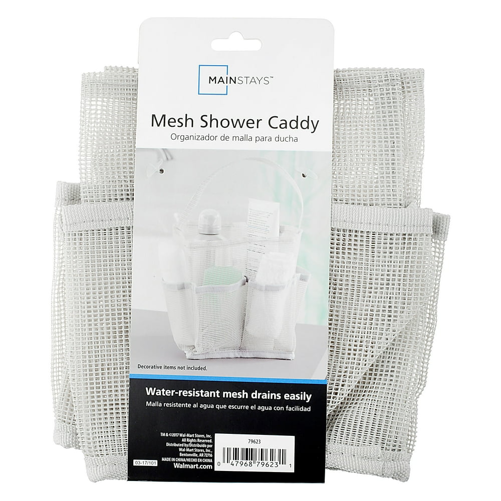 Mainstays Mesh Shower Tote, Grey