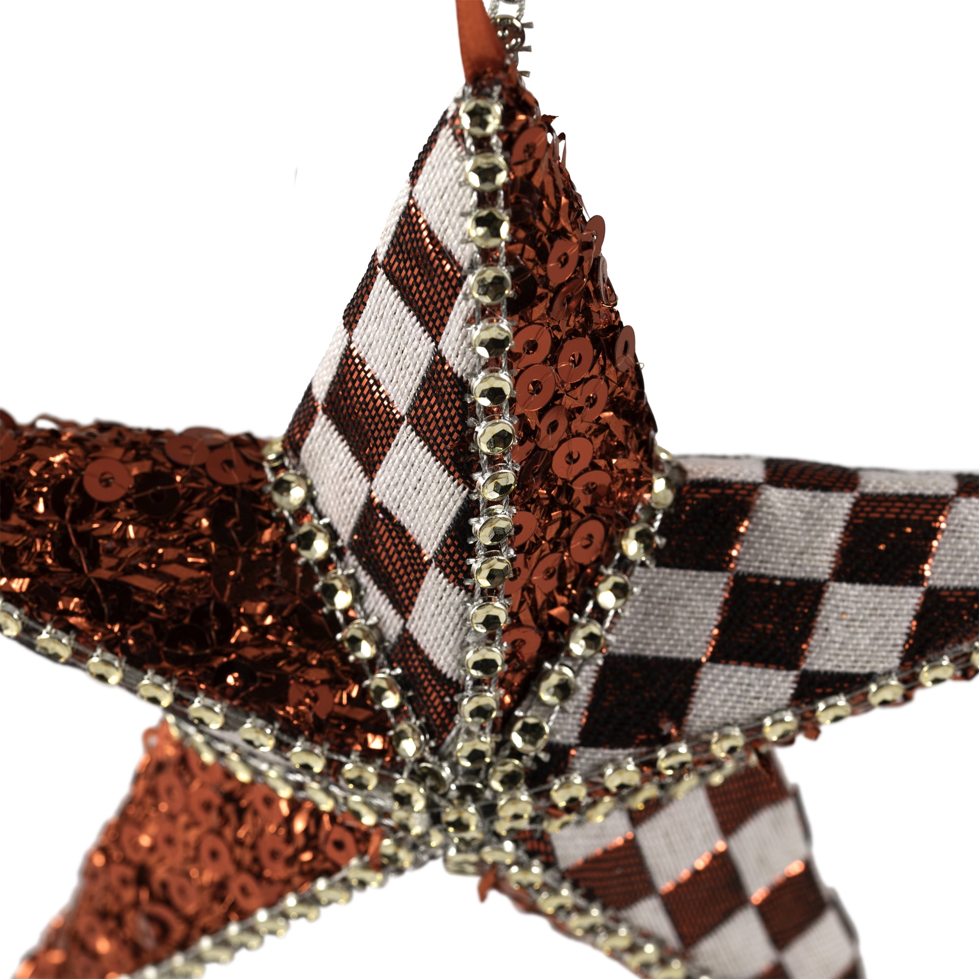 Northlight Sequined and Checkered Star Christmas Ornament -  6" - Red and White