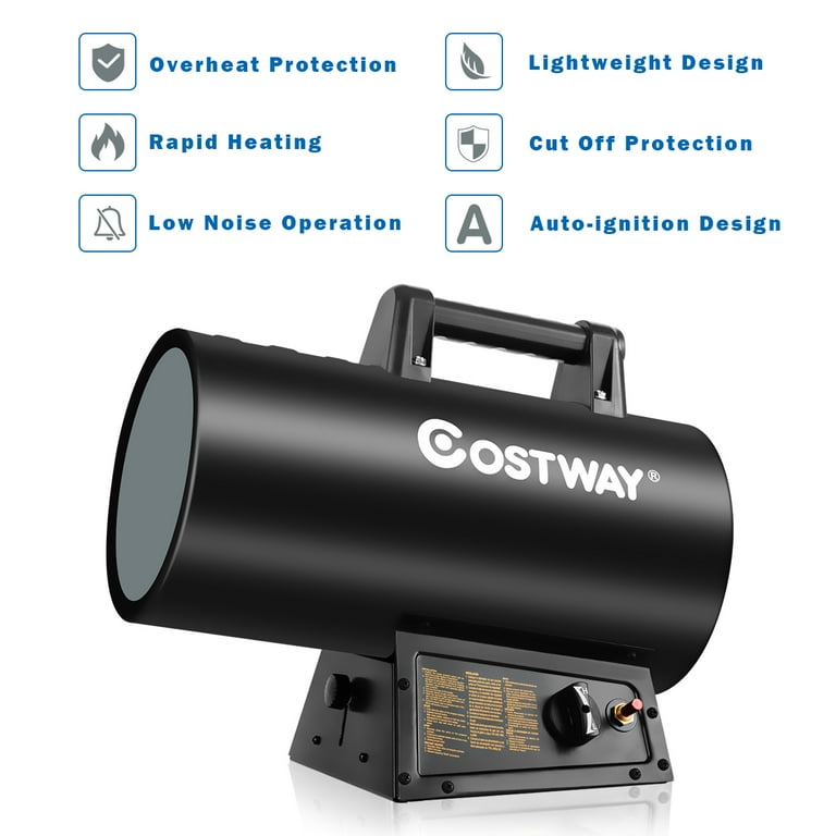 Costway 60000 BTU Portable Propane Forced Air Heater Overheatu0026Cut-off  Protection Outdoor - Walmart.com