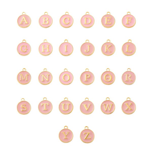 26 piezas de abalorios con letras iniciales, colgante hecho a mano, abalorio de aleación de doble cara, pendiente artesanal DIY con accesorios Ropa, zapatos y accesorios Miscelánea Rosado Jumpingount AP010311-06