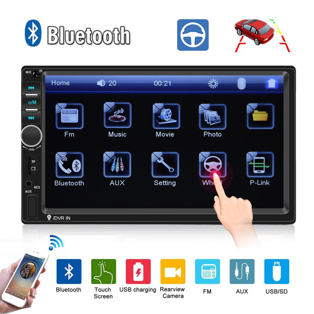 Car Stereo 2 din car Radio 7 HD Player MP5 Touch Screen Digital Display Bluetooth Multimedia USB 2 Din Double Din Autoradio Mobile Phone Interconnection with 12 LED Car Backup Camera 