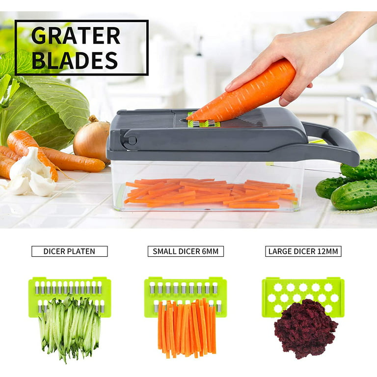 Vegetable Slicer, 11 in 1 Onion Chopper with Container, Mandoline Tomato Slicer  Cutter Cuber Grater Slicer with Multi Blade, Potato Cuber Tomato Dicer  Veggie Dicer Vegetable Chopper 
