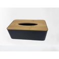 thumbnail image 2 of Mainstays Black Rectangular Tissue Box Holder with Bamboo Lid, 9.8" x 5.5", 2 of 5