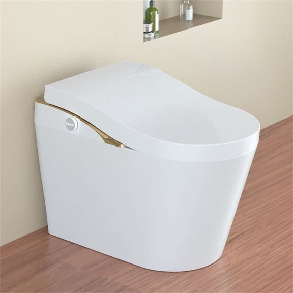 Modern Tankless Smart Toilet with Bidet, Auto Flush, Auto Open/Close Lid, Heated Seat, Warm Water Wash & Dryer, Foam Shield, Comfort Height 17.5", Water-Saving