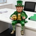 thumbnail image 4 of Yippzo St. Patrick's Day Figurines Irish Shamrocks Leprechaun Green Gnomes Scottish Resin Statue Lovers Gifts for Home Kitchen Office Tiered Tray Table Decor, 4 of 5