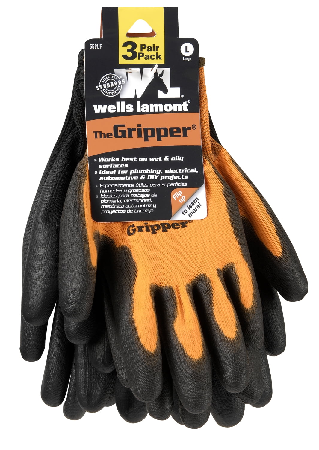 559LF The Gripper Work Gloves in Hi Viz Orange, PU-Coated, One Size Fits  Most, 3-Pack 