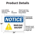 thumbnail image 2 of (2 Pack) Main Gas Shutoff OSHA Notice Sign 24 Inch X 18 Inch Plastic Sign, Weather Resistant, UV Protected for Workplace, Business, and Construction Site, Made in the USA, 2 of 8