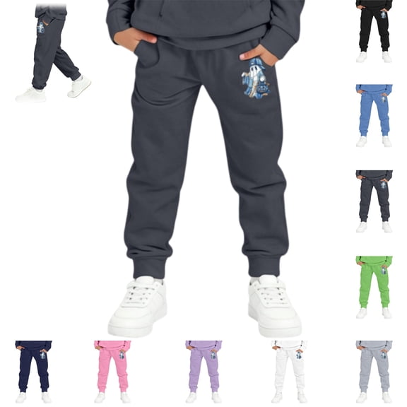 YOUYEDIAN Halloween Sweatpants for Boys Funny Halloween Graphic Sweatpants Kids Casual Pants Athletic Soft Trousers with Pockets (Purple, 3-4 Years)