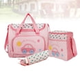 thumbnail image 4 of 4-in-1 Multi-function Car Pattern Large Capacity Baby Diaper Nappy Changing Pad Travel Mummy Bag Tote Handbag Set (Pink), 4 of 8